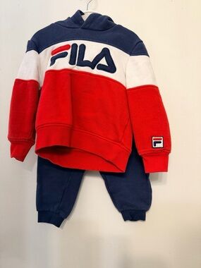 Fila Kids Colorblock Hoodie & Jogger Set - Red, Navy, White